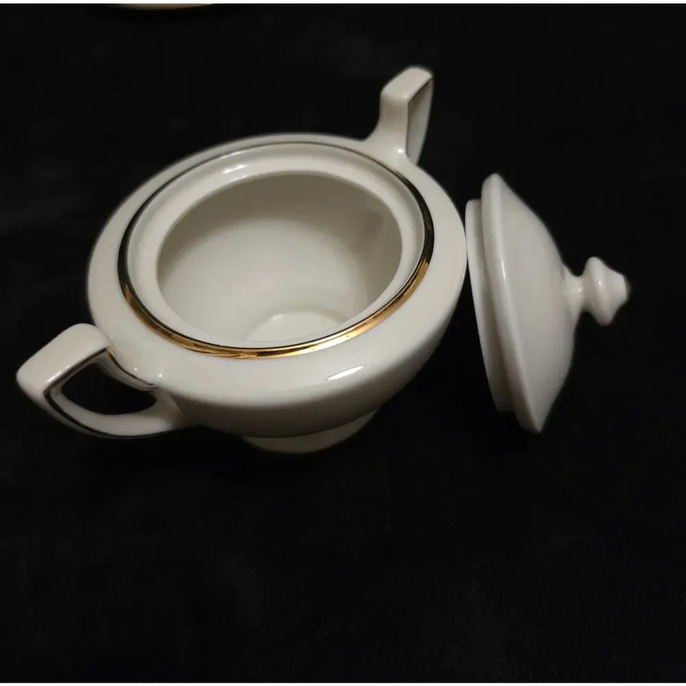 Vintage Johann Haviland Bavaria Germany Fine China Tea Set Cream Gold Trim
